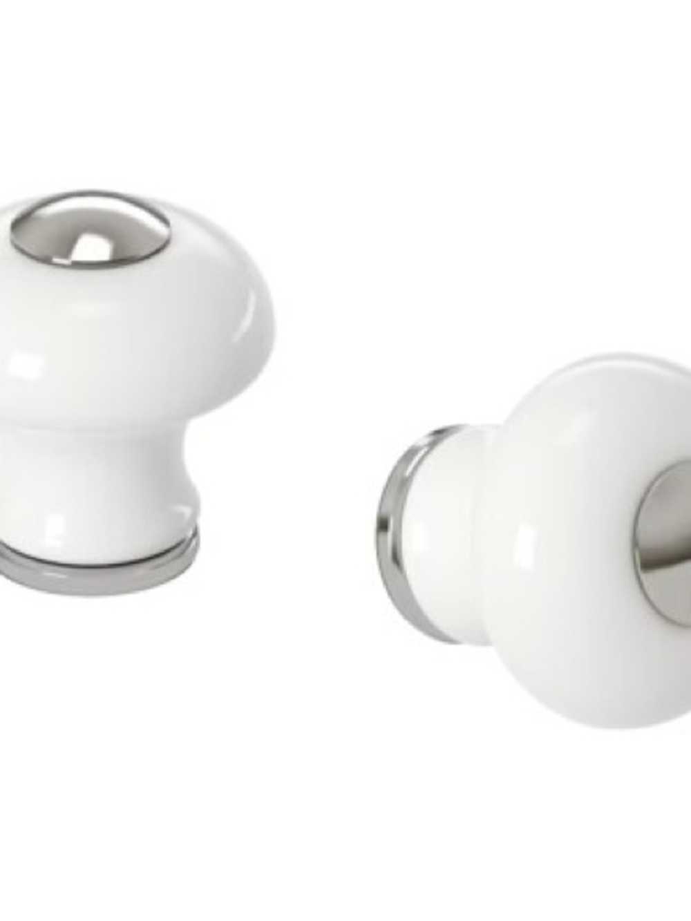 IKEA White Ceramic Cabinet Knob with Nickel Accent